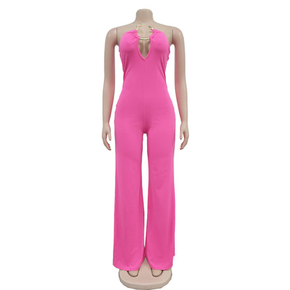 European and American Fashion Women's Solid Color Fashion Long Pants Jumpsuit for Women