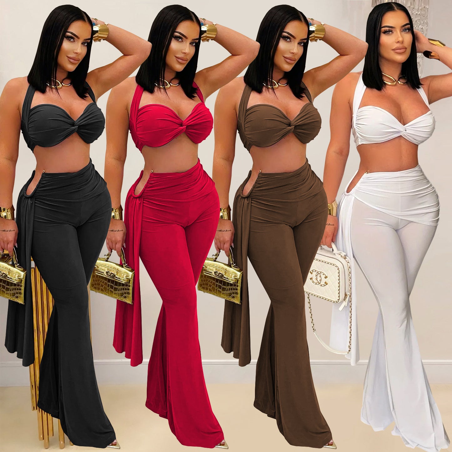 Fashion Women's Sexy Summer Strapless Tie Long Pants Set New