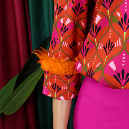 Printed Long Sleeve Shirt Elegant Wide Leg Pants Fashion Set