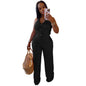 European and American Fashion Women's Casual Halter Neck Tie Top and Long Pants Two-Piece Set