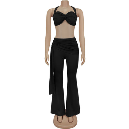 Fashion Women's Sexy Summer Strapless Tie Long Pants Set