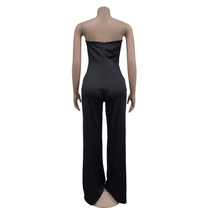 European and American Fashion Women's Solid Color Fashion Long Pants Jumpsuit for Women