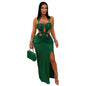 Fashion Women's Sexy Knitted Halter Backless Solid Color Dress