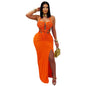 Fashion Women's Sexy Knitted Halter Backless Solid Color Dress
