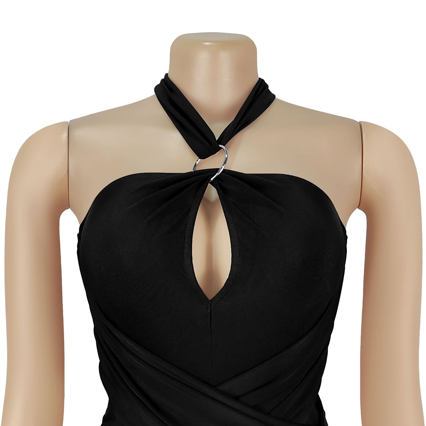 European and American Fashion Women's Solid Color Elegant Halter Neck Wide Leg Arm-Hugging Jumpsuit