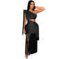 European and American Fashion Women's Sexy Casual One-Shoulder Tassel Long Dress