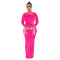 European and American Fashion Women's Clothing Mesh See-through Rhinestone Long Sleeve Long Dress Lined Two-piece Set
