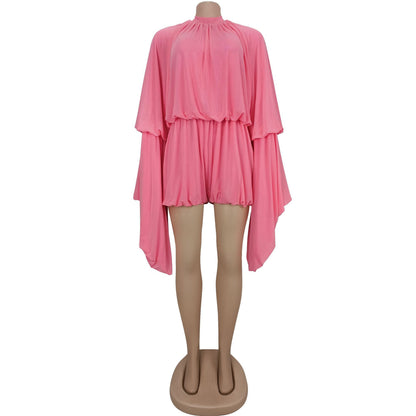 Fashion Women's Fashion Casual Pleated Solid Color Jumpsuit Shorts New