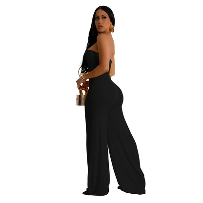 European and American Fashion Women's Solid Color Fashion Long Pants Jumpsuit for Women