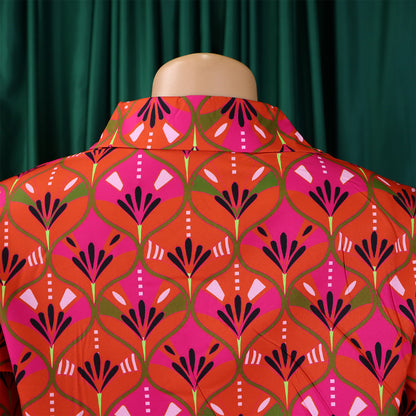 Printed Long Sleeve Shirt Elegant Wide Leg Pants Fashion Set