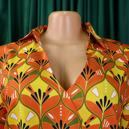 Printed Long Sleeve Shirt Elegant Wide Leg Pants Fashion Set