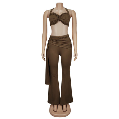Fashion Women's Sexy Summer Strapless Tie Long Pants Set