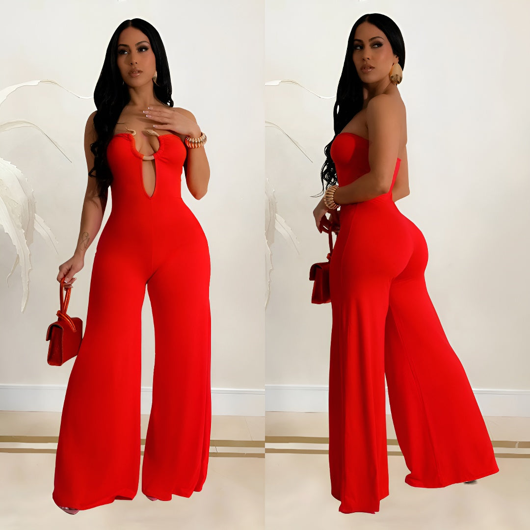 European and American Fashion Women's Solid Color Fashion Long Pants Jumpsuit for Women