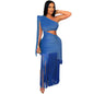 European and American Fashion Women's Sexy Casual One-Shoulder Tassel Long Dress