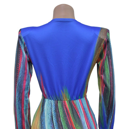 European and American Fashion Women's Pleated Color Block Casual Long Dress