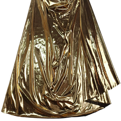 Women's Sexy Halter Neck Gold Chain Ruched Bodycon Dress