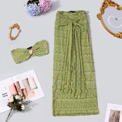 Lace Jacquard Vacation Beach Casual Swimsuit Two-Piece Set