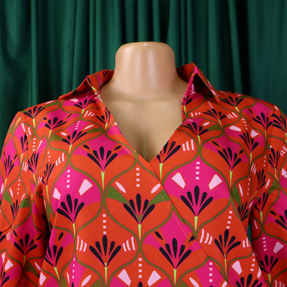 Printed Long Sleeve Shirt Elegant Wide Leg Pants Fashion Set