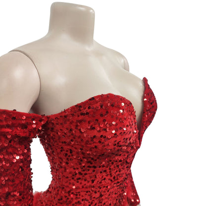 European and American Fashion Women's Solid Color Sequin Long Sleeve Short Jumpsuit