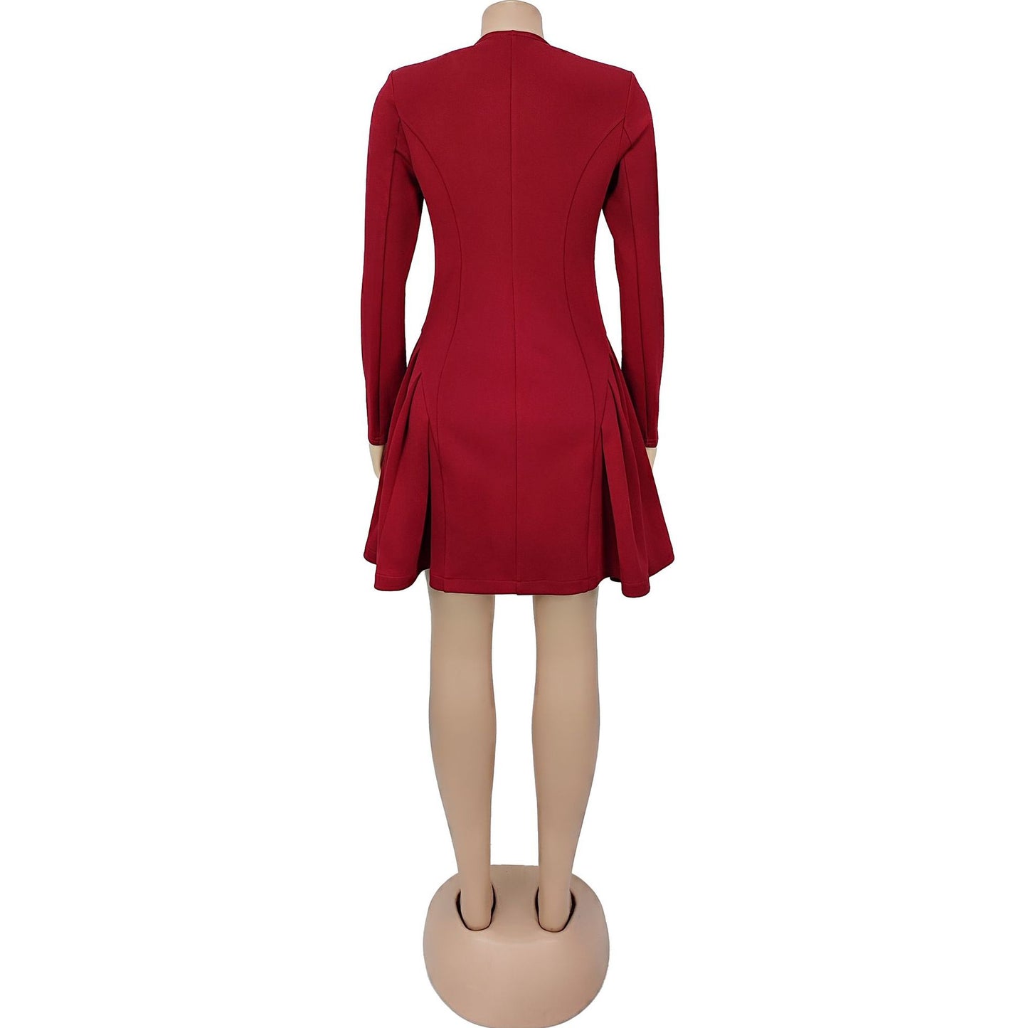 European and American Fashion Women's Elegant Deep V Long Sleeve Ruffled Short Dress