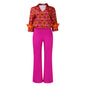 Printed Long Sleeve Shirt Elegant Wide Leg Pants Fashion Set