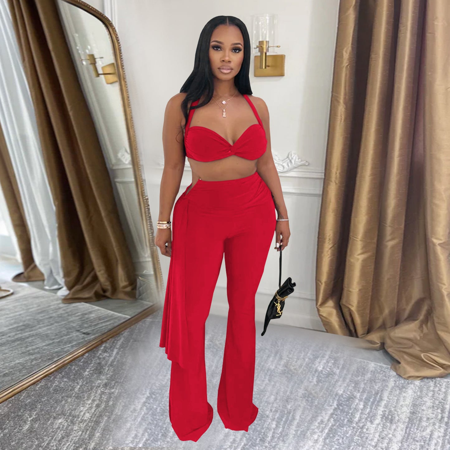 Fashion Women's Sexy Summer Strapless Tie Long Pants Set New