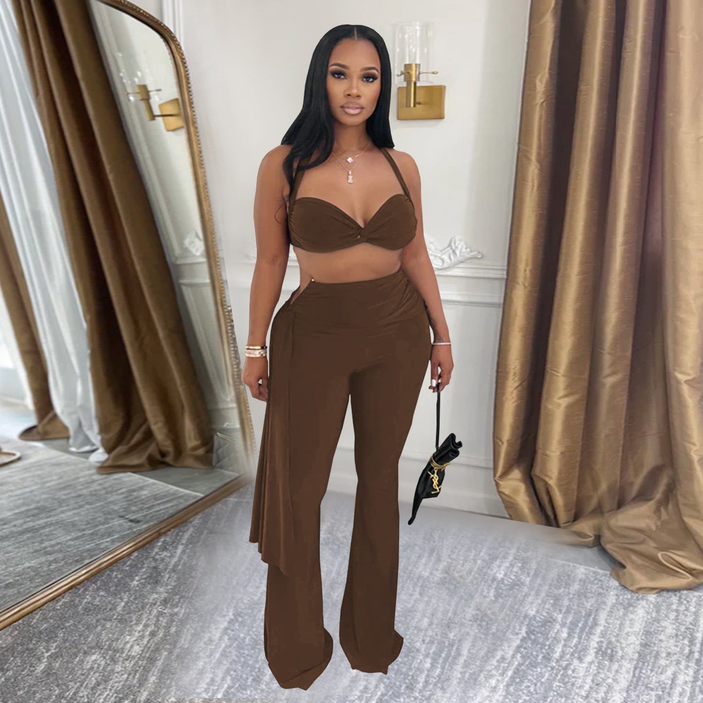 Fashion Women's Sexy Summer Strapless Tie Long Pants Set
