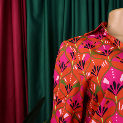 Printed Long Sleeve Shirt Elegant Wide Leg Pants Fashion Set