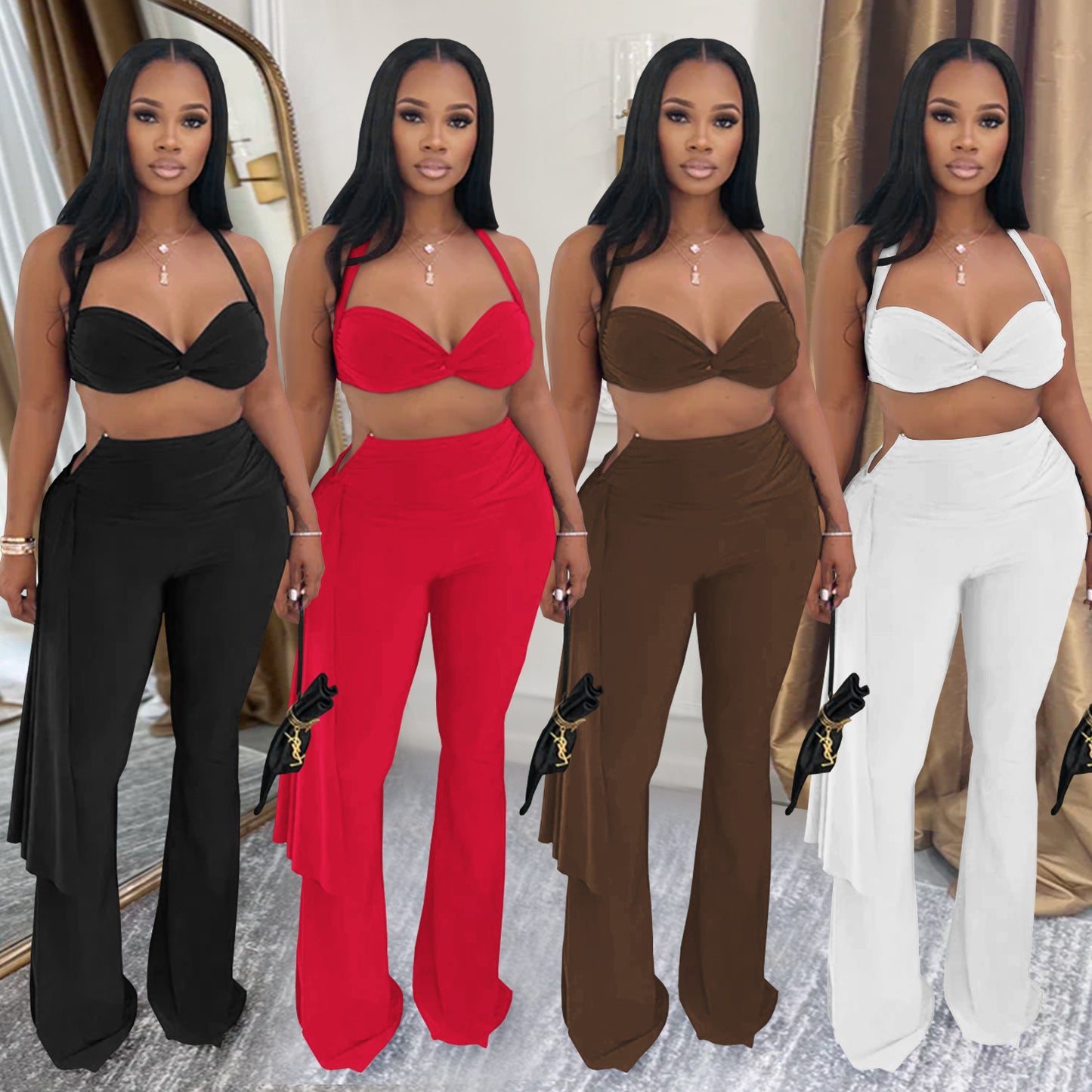 Fashion Women's Sexy Summer Strapless Tie Long Pants Set