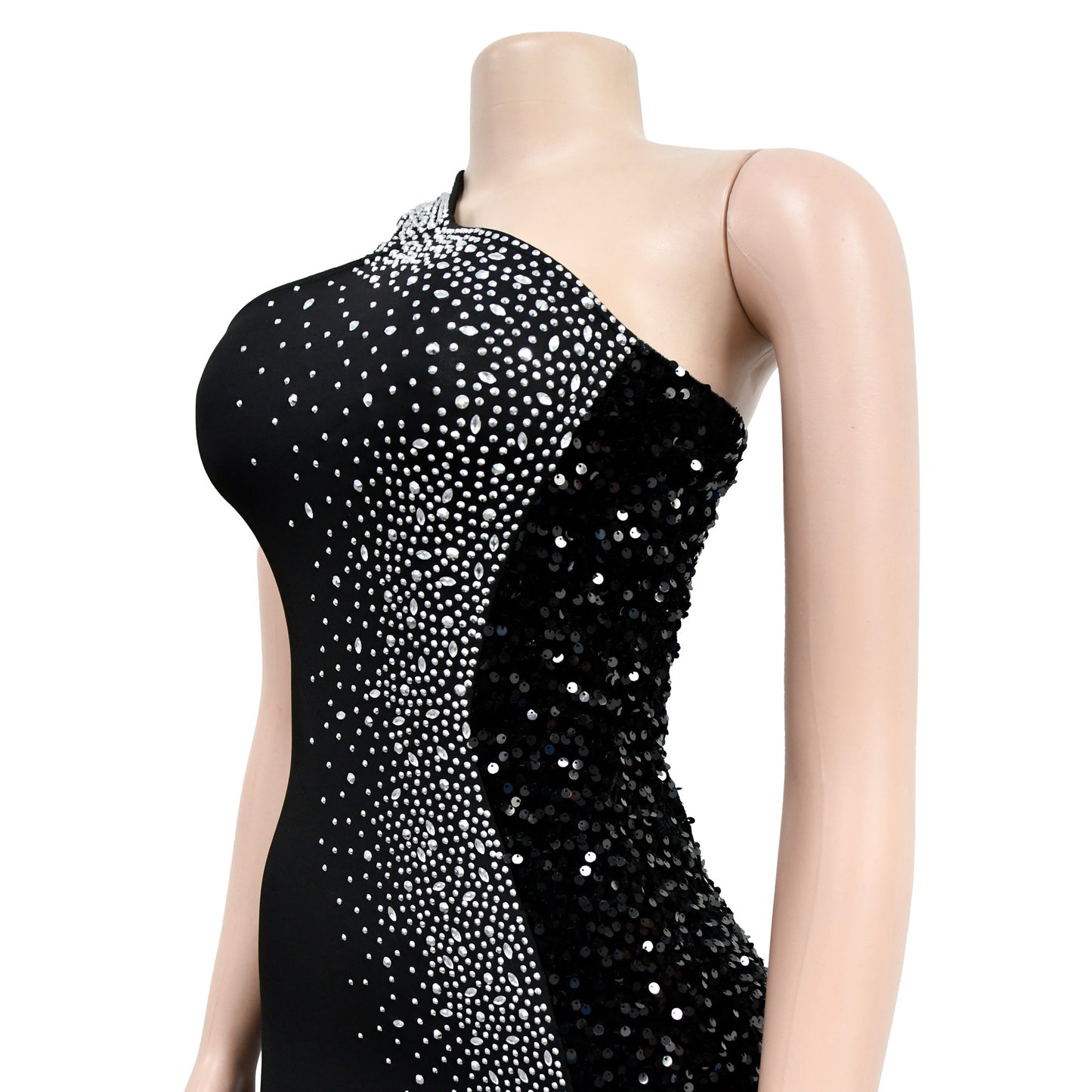 Fashion Women's Solid Color Rhinestone Sequin Sleeveless Long Dress