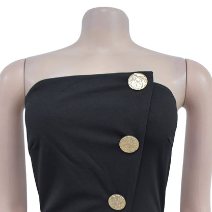 European and American Fashion Women's Sleeveless Button Jumpsuit Long Pants New