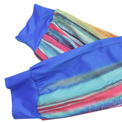 European and American Fashion Women's Pleated Color Block Casual Long Dress