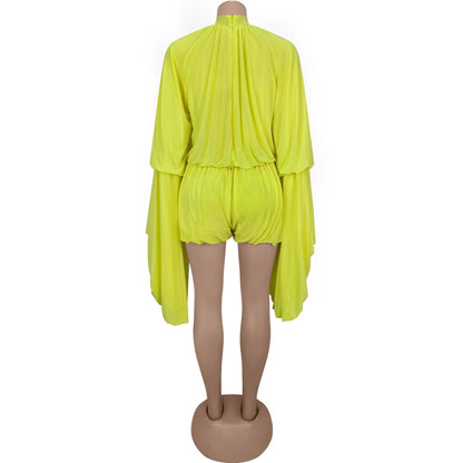 Fashion Women's Fashion Casual Pleated Solid Color Jumpsuit Shorts New