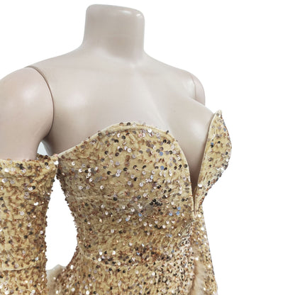 European and American Fashion Women's Solid Color Sequin Long Sleeve Short Jumpsuit