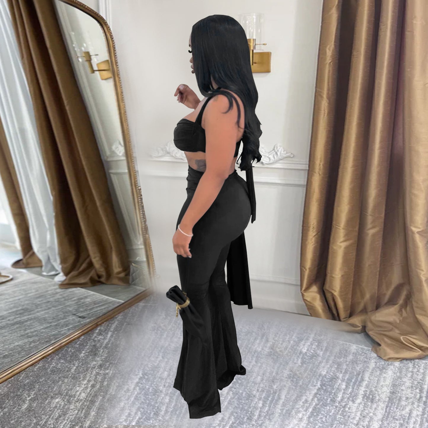 Fashion Women's Sexy Summer Strapless Tie Long Pants Set New