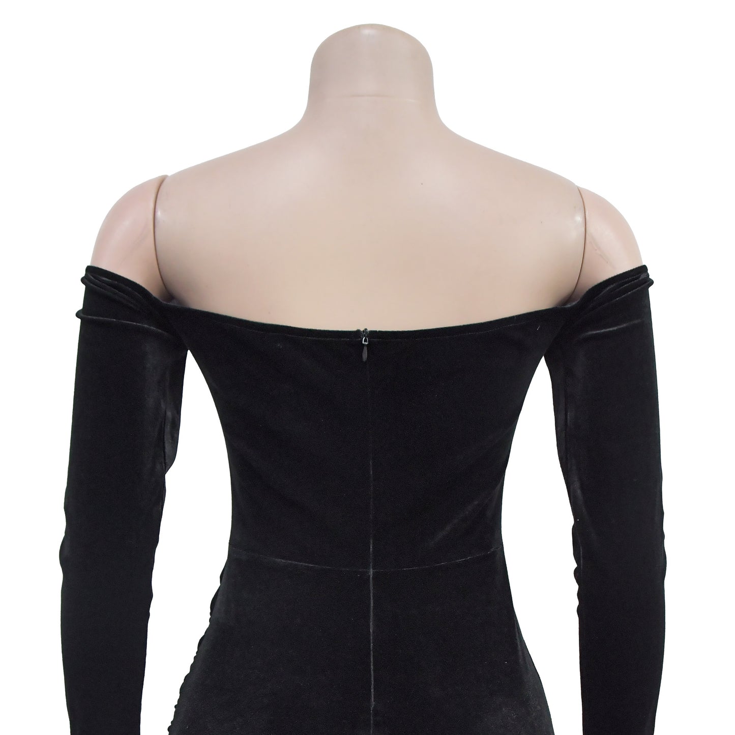 European and American Fashion Women's Solid Color Slit Evening Dress Low-Cut Dress New