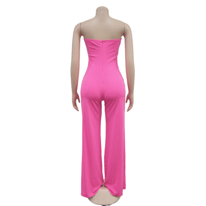 European and American Fashion Women's Solid Color Fashion Long Pants Jumpsuit for Women
