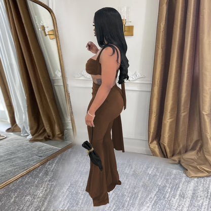 Fashion Women's Sexy Summer Strapless Tie Long Pants Set