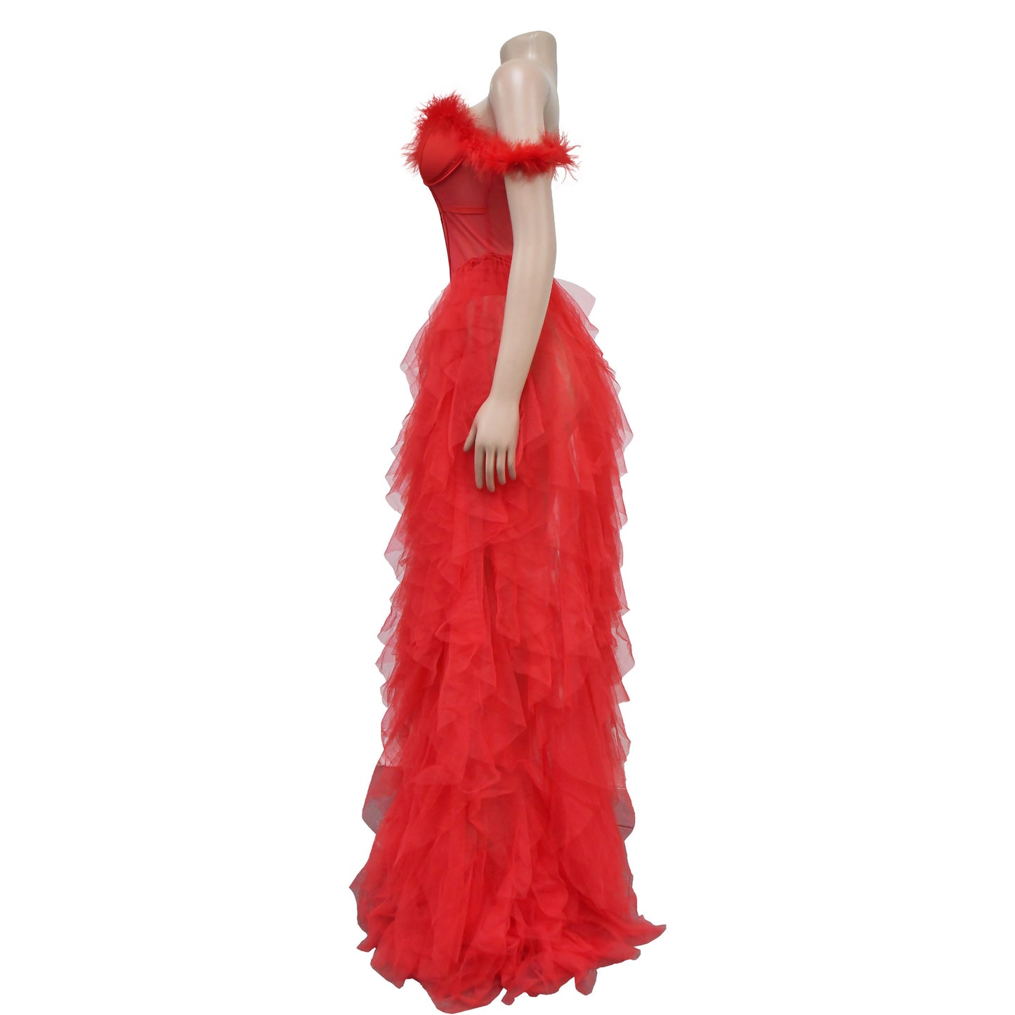 European and American Fashion Women's Solid Color Sleeveless Tube Top Mesh Long Dress