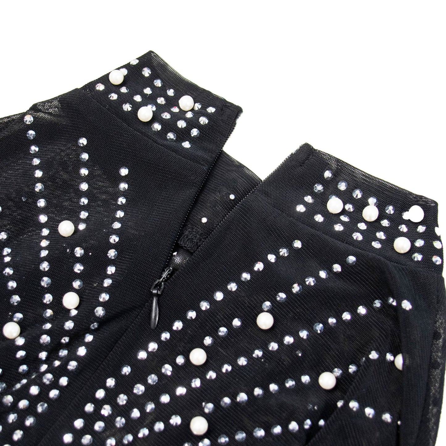 European and American Fashion Women's Clothing Mesh See-through Rhinestone Long Sleeve Long Dress Lined Two-piece Set