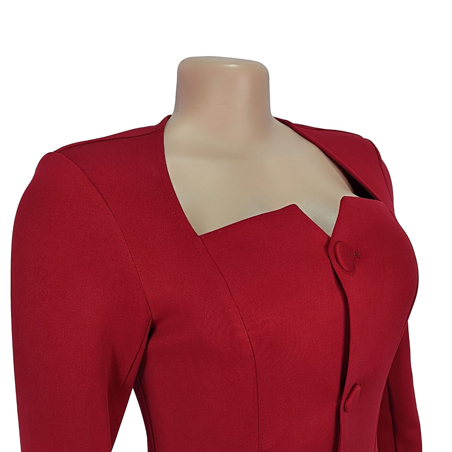 European and American Fashion Women's Elegant Deep V Long Sleeve Ruffled Short Dress