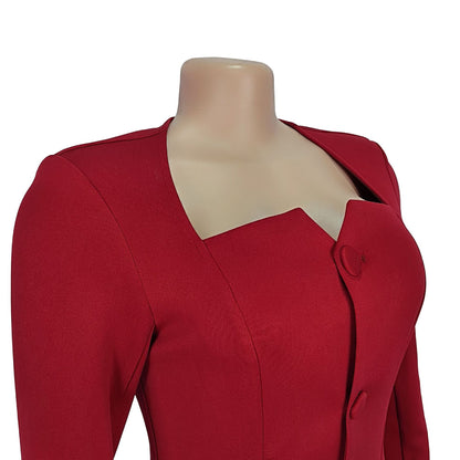 European and American Fashion Women's Elegant Deep V Long Sleeve Ruffled Short Dress