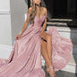 2025 European and American Style Banquet Dress Sequin Large Hem Strapless Sexy Fashion Slit Dress
