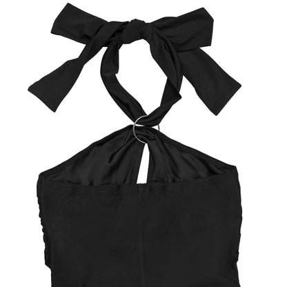 European and American Fashion Women's Solid Color Elegant Halter Neck Wide Leg Arm-Hugging Jumpsuit