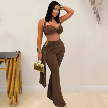 Fashion Women's Sexy Summer Strapless Tie Long Pants Set New