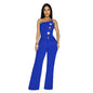 European and American Fashion Women's Sleeveless Button Jumpsuit Long Pants New