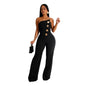 European and American Fashion Women's Sleeveless Button Jumpsuit Long Pants New