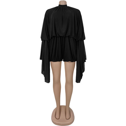 Fashion Women's Fashion Casual Pleated Solid Color Jumpsuit Shorts New