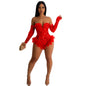 European and American Fashion Women's Solid Color Sequin Long Sleeve Short Jumpsuit