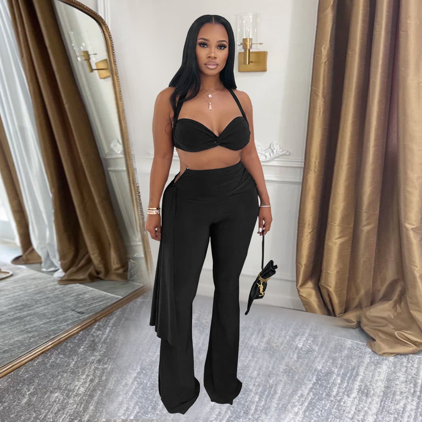 Fashion Women's Sexy Summer Strapless Tie Long Pants Set